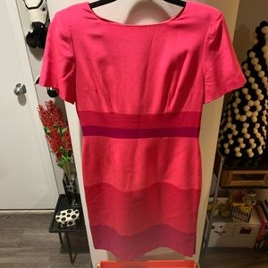 Maggy London pink striped dress, 6P, silk